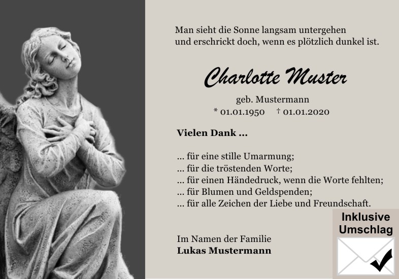 Danksagungen Trauer
