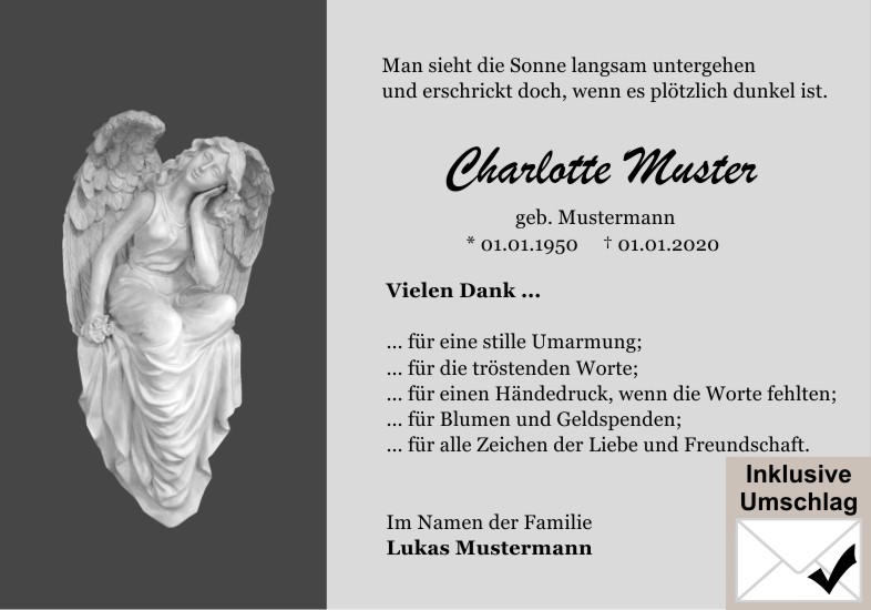 Danksagungen Trauer