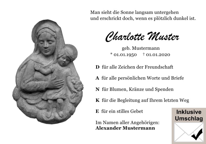 Danksagungen Trauer