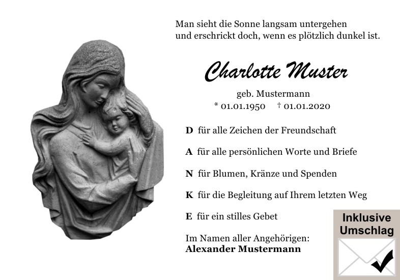 Danksagungen Trauer