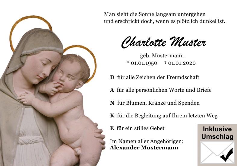 Danksagungen Trauer