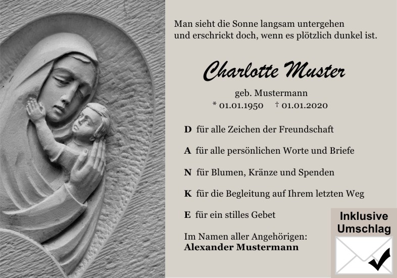 Danksagungen Trauer