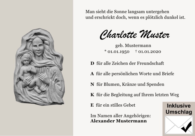 Danksagungen Trauer