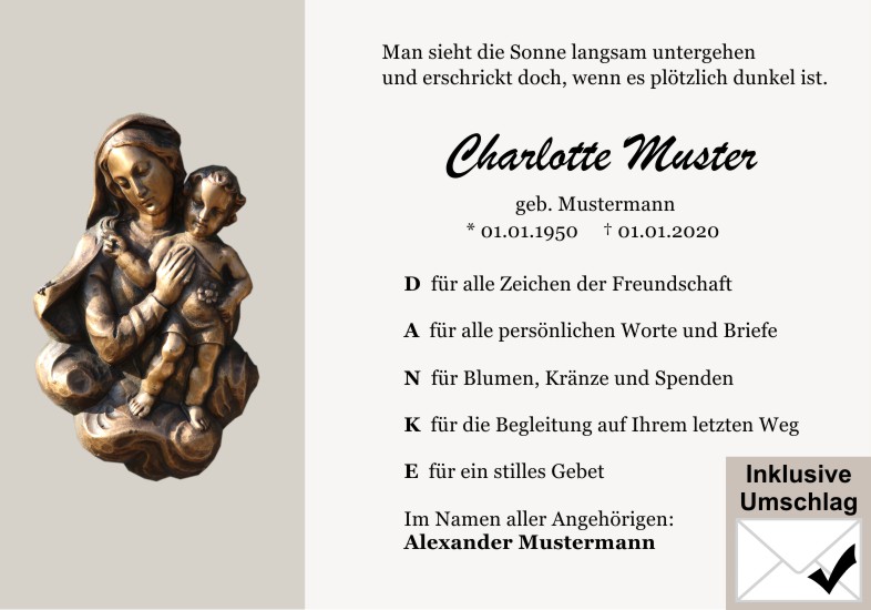 Danksagungen Trauer