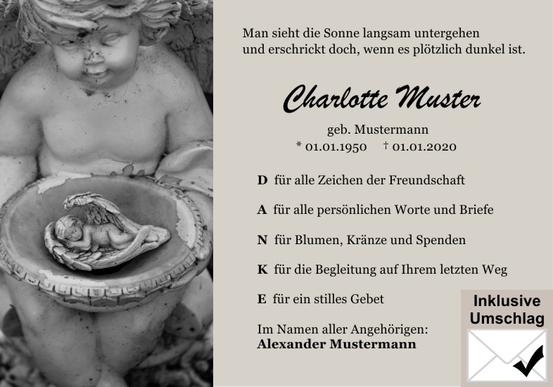 Danksagungen Trauer
