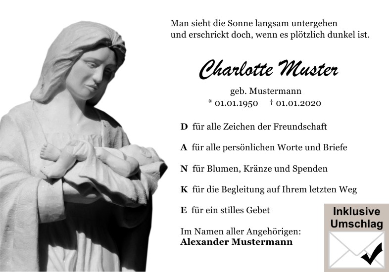 Danksagungen Trauer
