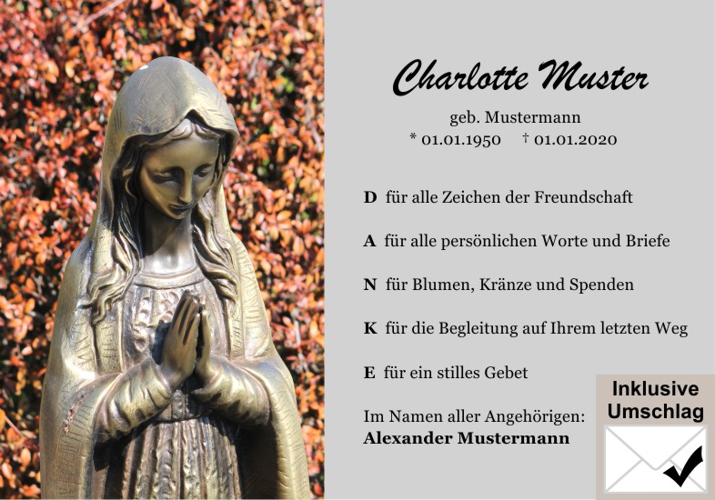 Danksagungen Trauer