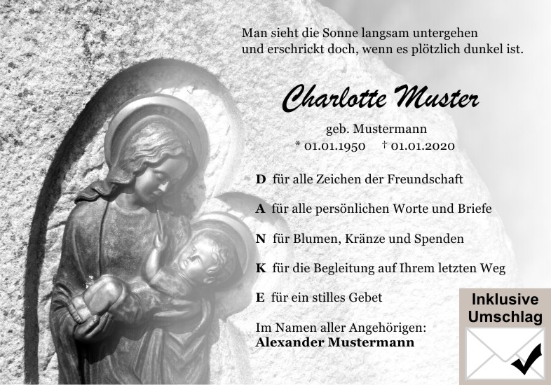 Danksagungen Trauer
