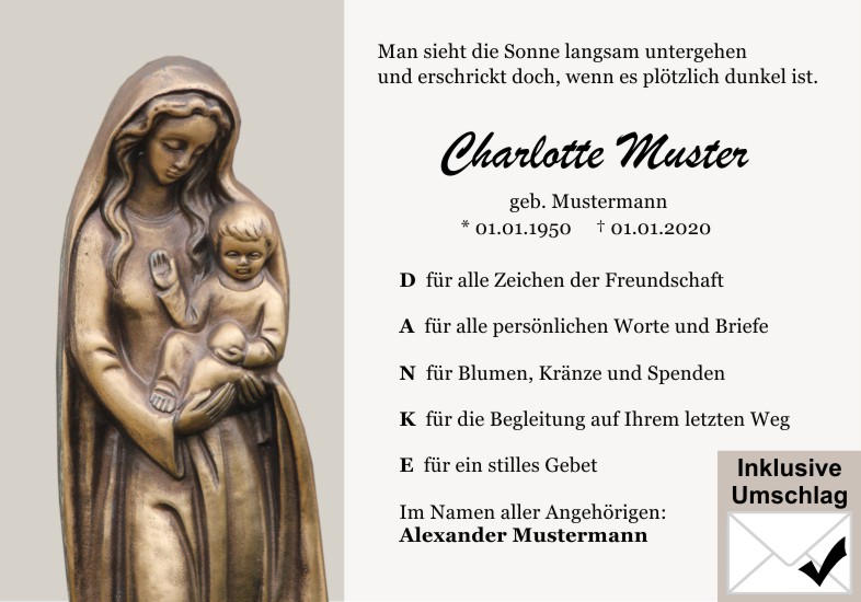 Danksagungen Trauer
