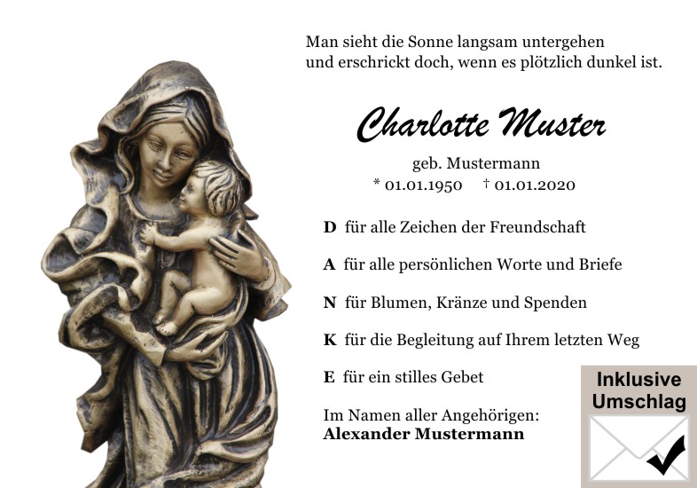 Danksagungen Trauer