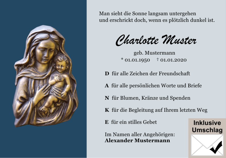 Danksagungen Trauer