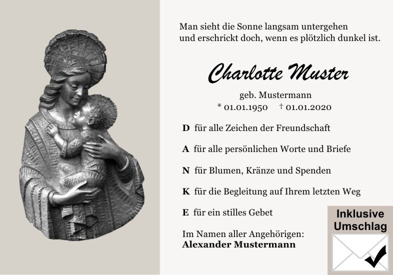 Danksagungen Trauer