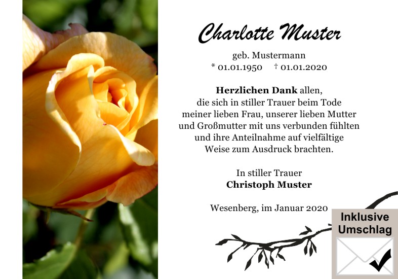 Danksagungen Trauer