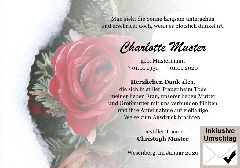 Danksagungen Trauer
