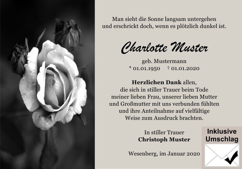 Danksagungen Trauer
