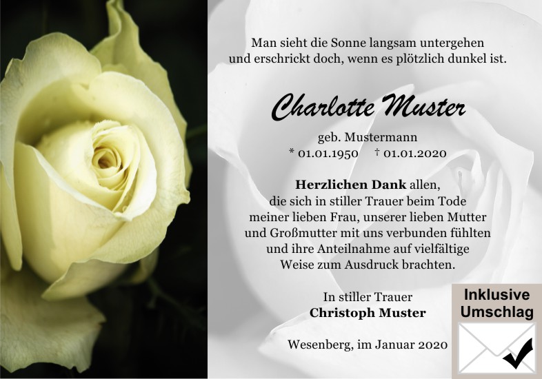Danksagungen Trauer