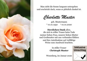 Trauerkarten Danksagung