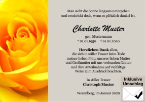 Trauerkarten Danksagung