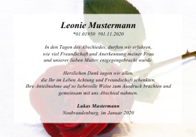 Trauerkarten Danksagung