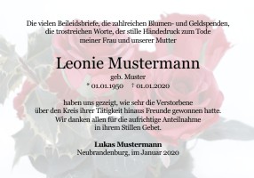 Trauerkarten Danksagung