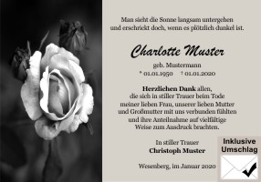 Trauerkarten Danksagung