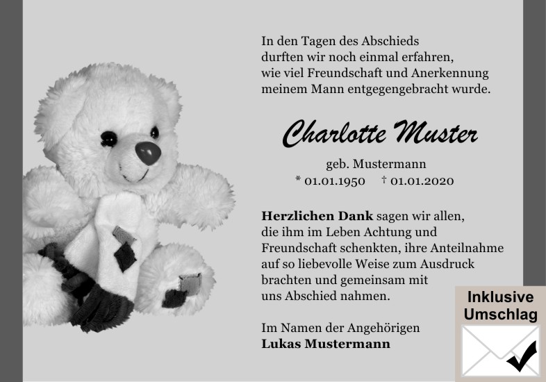Danksagungen Trauer