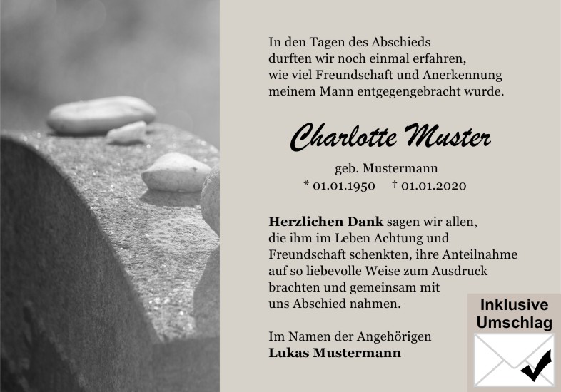 Danksagungen Trauer
