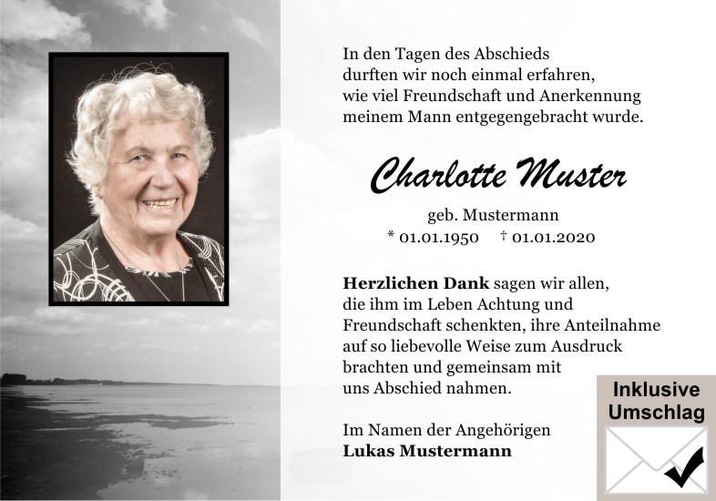 Danksagungen Trauer