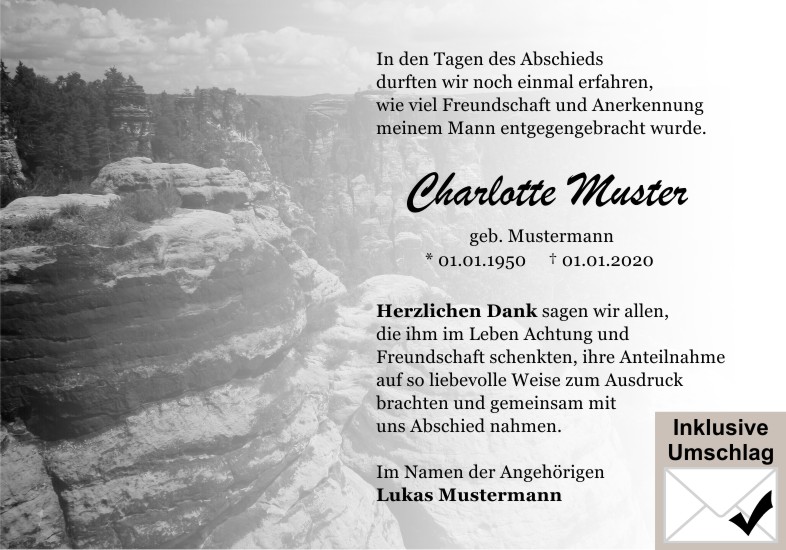 Danksagungen Trauer