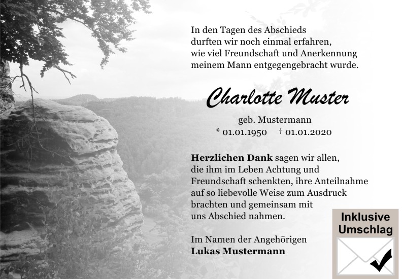 Danksagungen Trauer