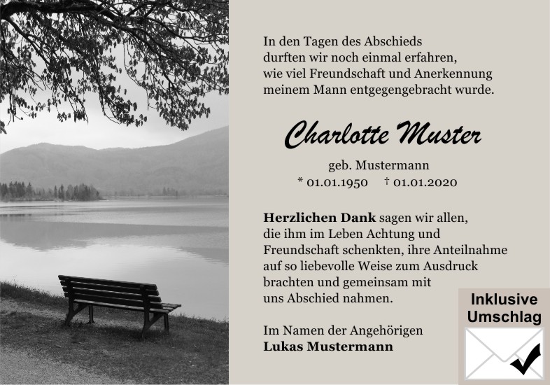 Danksagungen Trauer