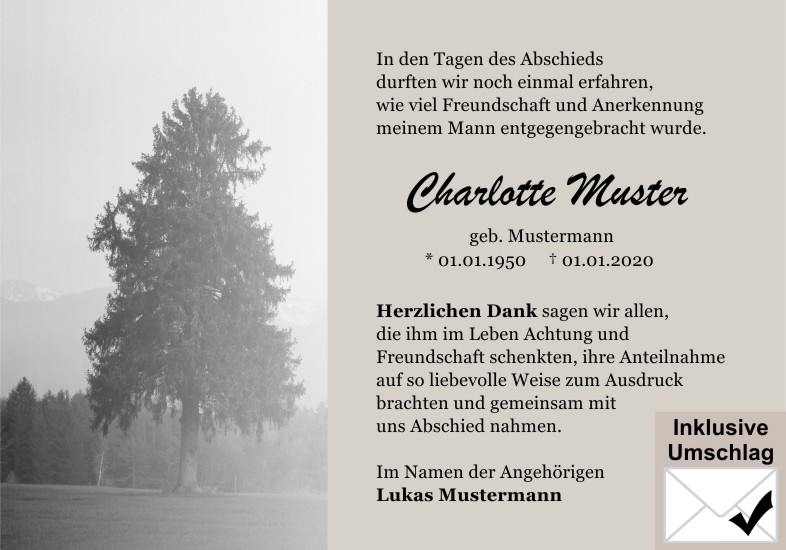 Danksagungen Trauer