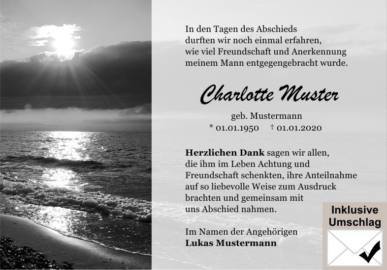 Danksagungen Trauer
