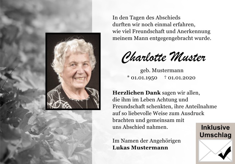 Danksagungen Trauer