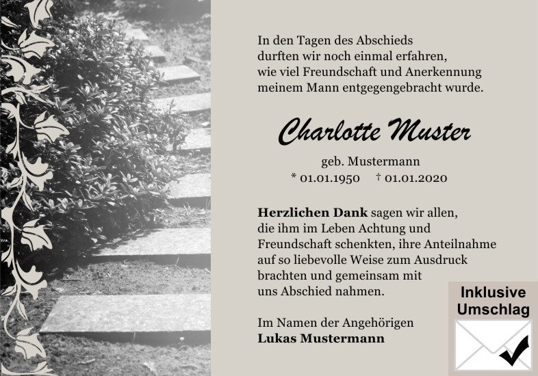 Danksagungen Trauer