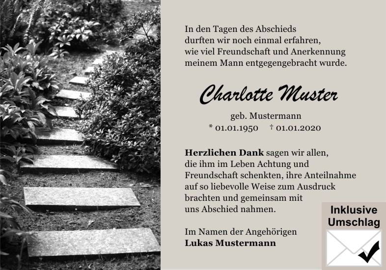 Danksagungen Trauer