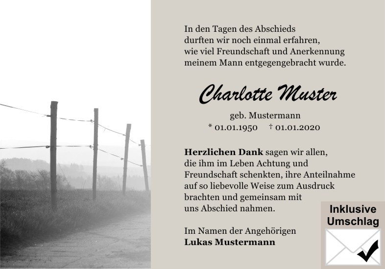 Danksagungen Trauer