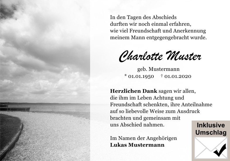 Danksagungen Trauer