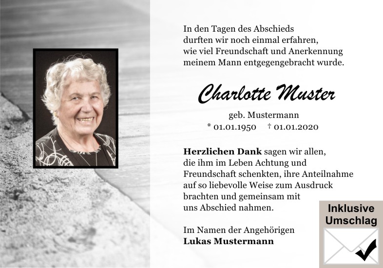 Danksagungen Trauer