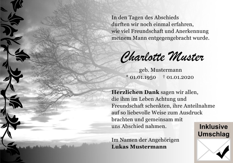 Danksagungen Trauer
