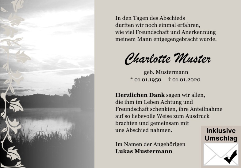Danksagungen Trauer