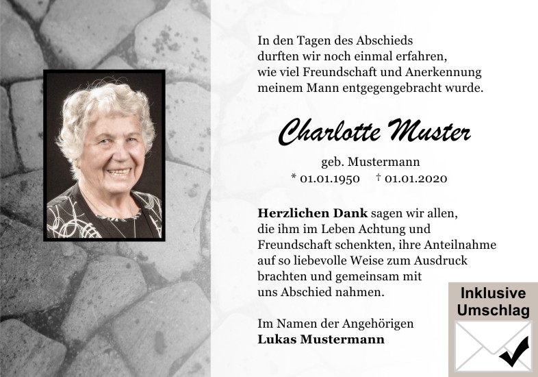Danksagungen Trauer