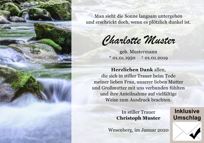 Danksagungen Trauer
