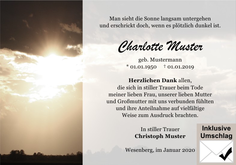 Danksagungen Trauer