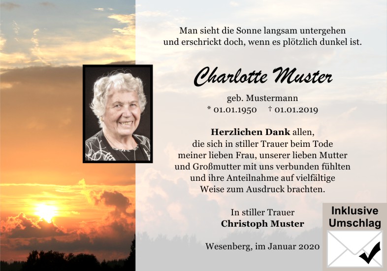 Danksagungen Trauer