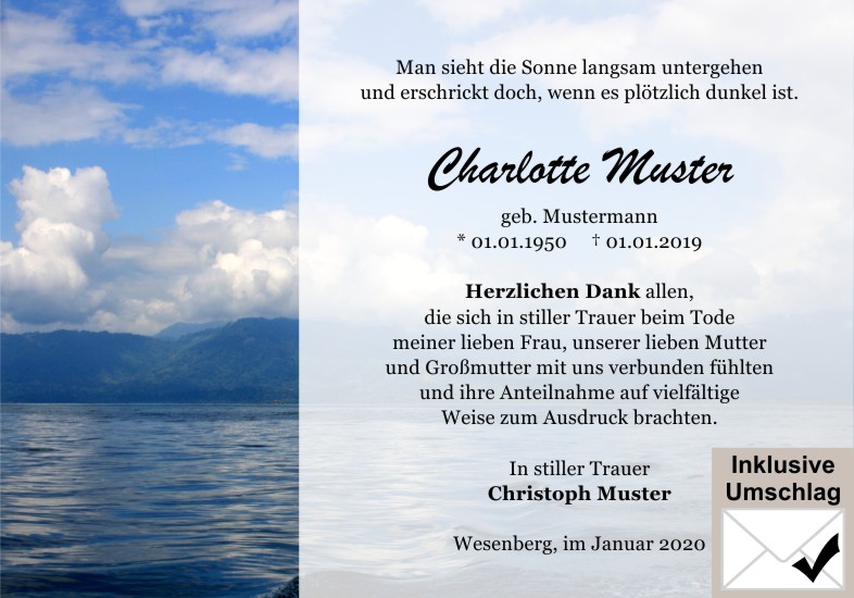Danksagungen Trauer