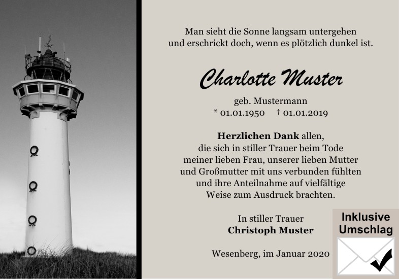 Danksagungen Trauer