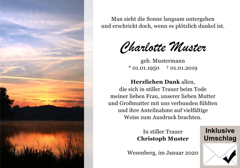 Danksagungen Trauer