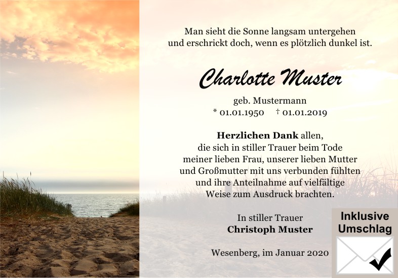 Danksagungen Trauer