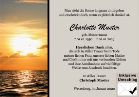 Trauerkarten Danksagung